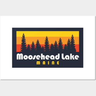 Moosehead Lake Maine Retro Sunset Posters and Art